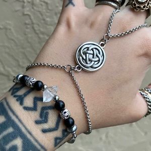 Celtic crystal bracelets . Set of 2 ! Herkimer diamond & celtic knot charm